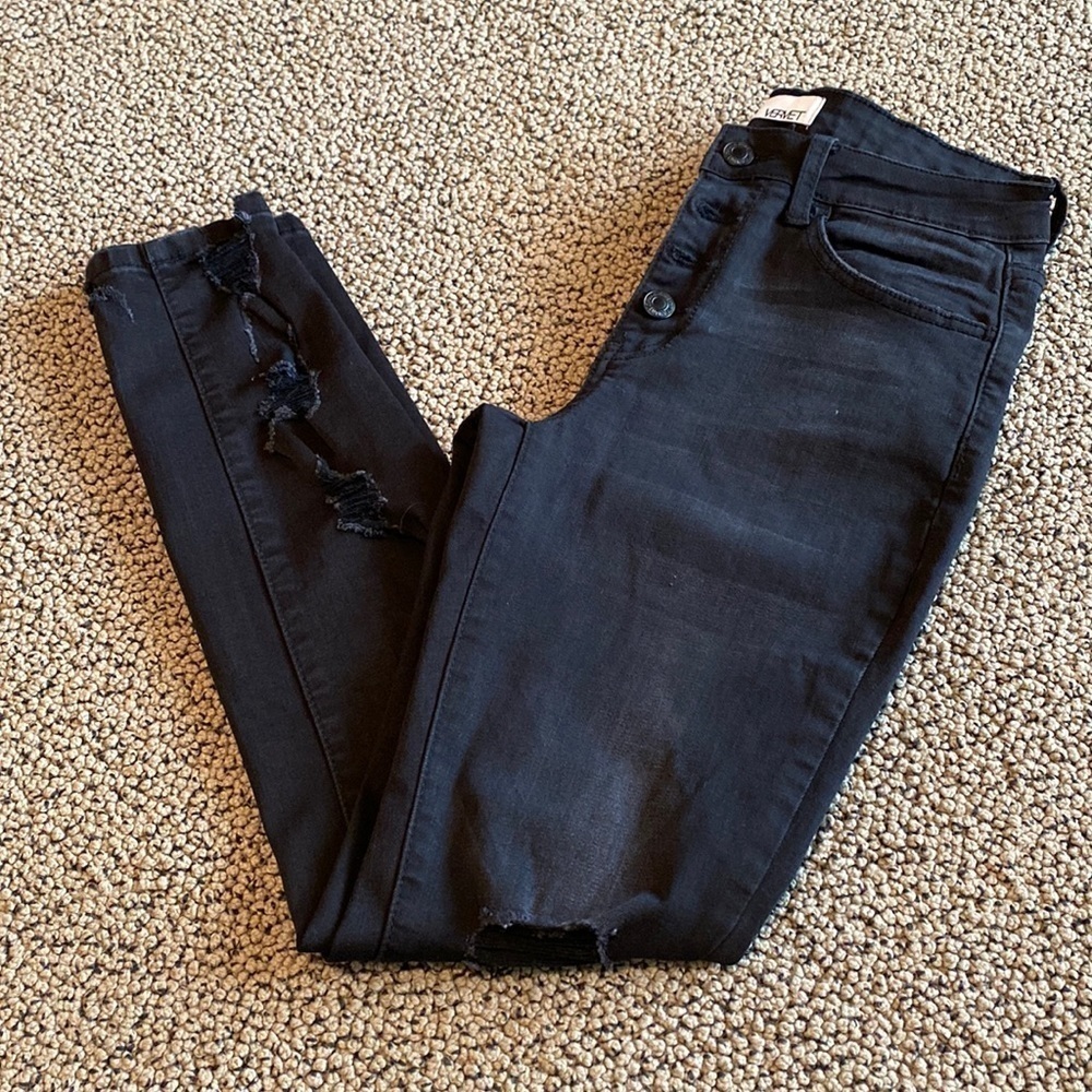 Vervet Distressed Skinny Jeans, Women's Size 26, Black, Like New
